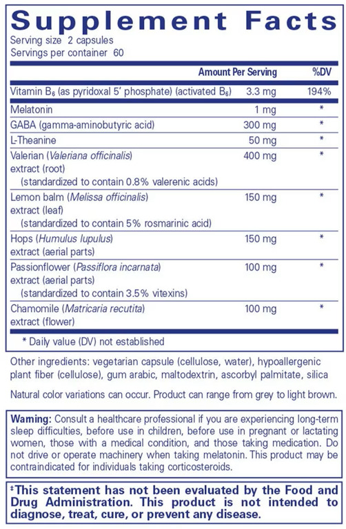 Best-Rest Formula Ingredients Pure Encapsulations