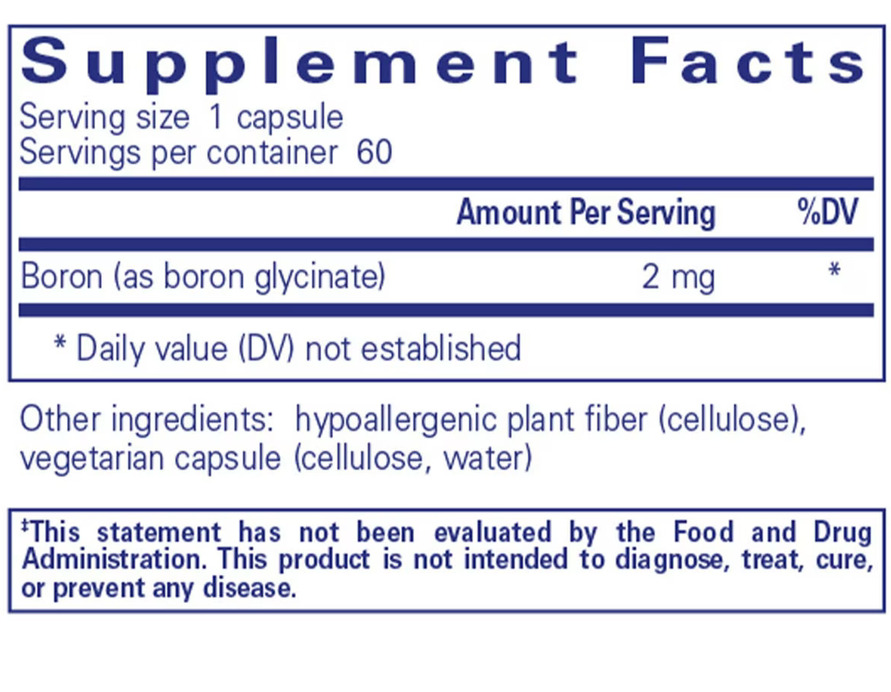 Boron (Glycinate) Ingredients Pure Encapsulations