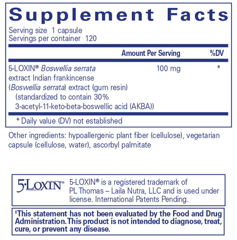 Boswellia AKBA Ingredients Pure Encapsulations