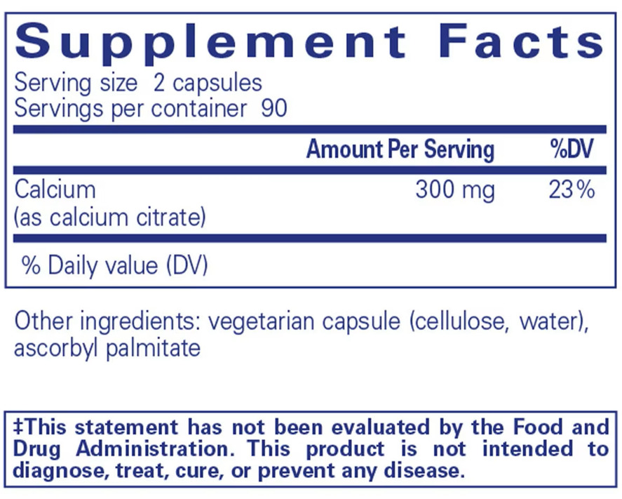 Calcium (Citrate) Ingredients Pure Encapsulations