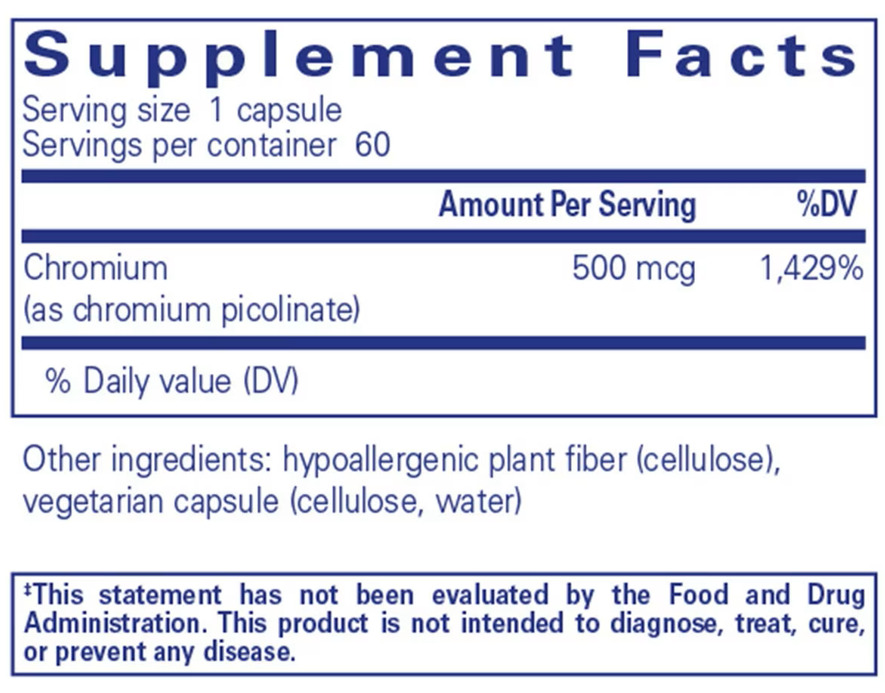 Chromium (Picolinate) 500mcg Ingredients Pure Encapsulations