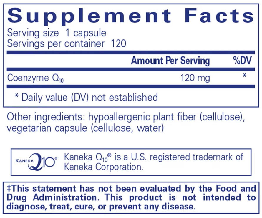 CoQ10 120mg Ingredients Pure Encapsulations
