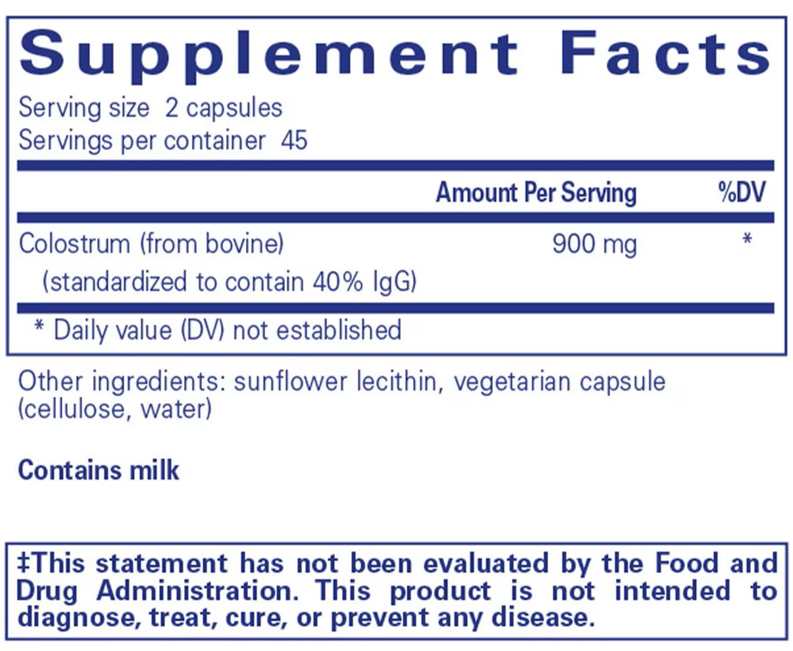 Colostrum Ingredients Pure Encapsulations