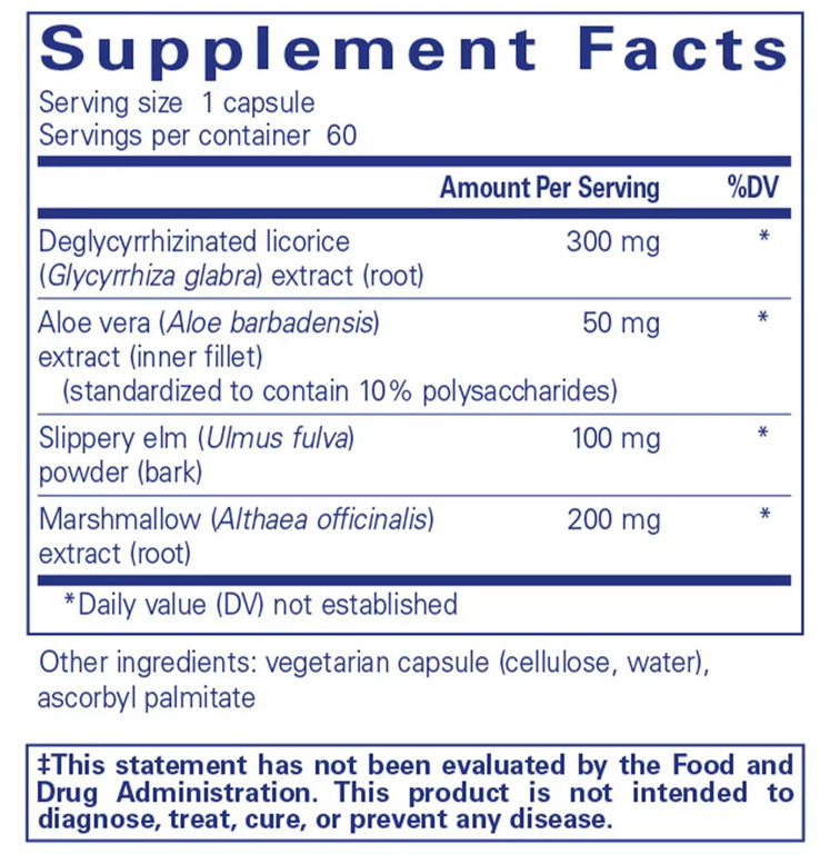 DGL Plus Ingredients Pure Encapsulations