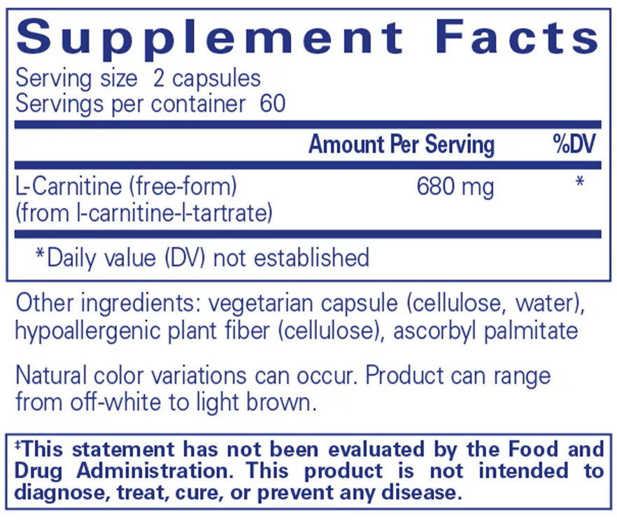 L-Carnitine Ingredients Pure Encapsulations
