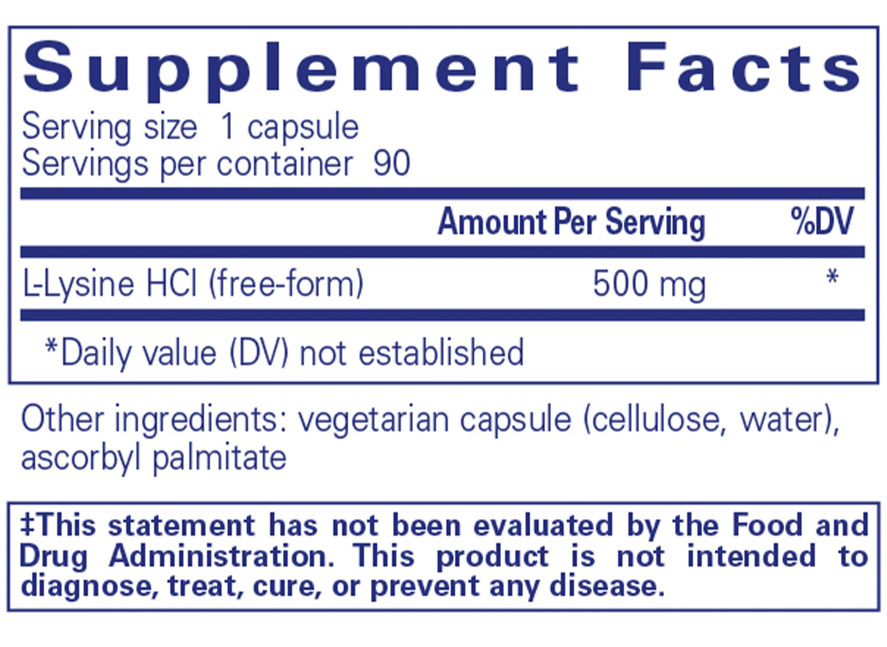 L-Lysine Ingredients Pure Encapsulations