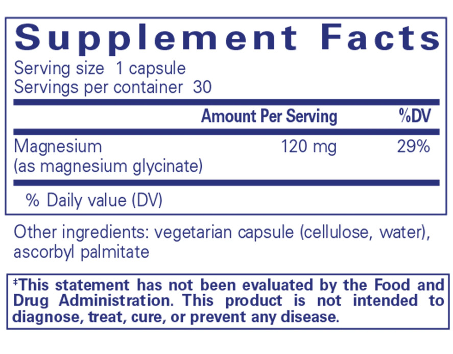 Magnesium (Glycinate) Ingredients Pure Encapsulations