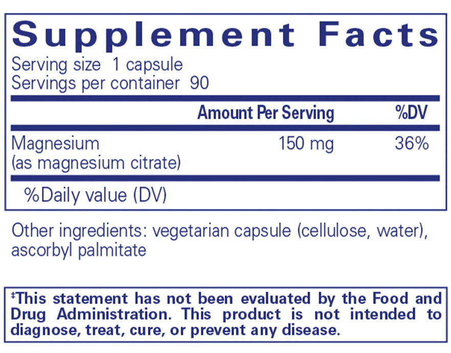 Magnesium (Citrate) Ingredients Pure Encapsulations