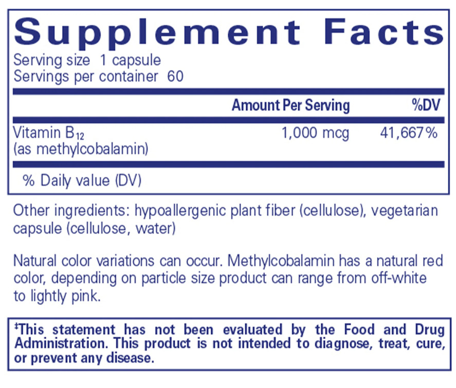 Methylcobalamin Ingredients Pure Encapsulations