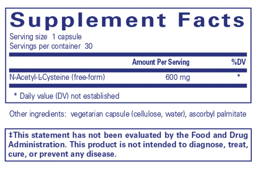 NAC 600mg Ingredients Pure Encapsulations