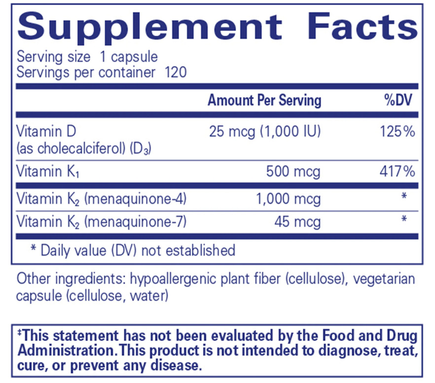 Synergy K Ingredients Pure Encapsulations