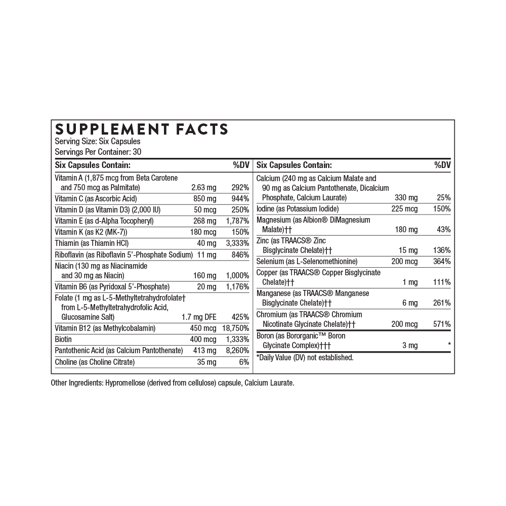 Thorne_Women's Multi 50+_Ingredients