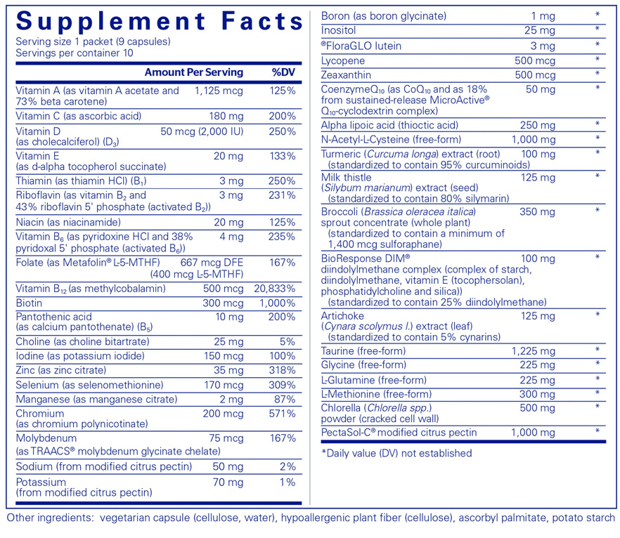 UltraDetox 10-Day Pure Pack Ingredients Pure Encapsulations