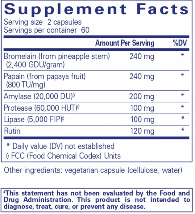 A.I. Enzymes Ingredients Pure Encapsulations