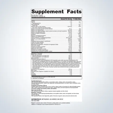 Wellness Essentials® Brain Health Daily Packs_Ingredients